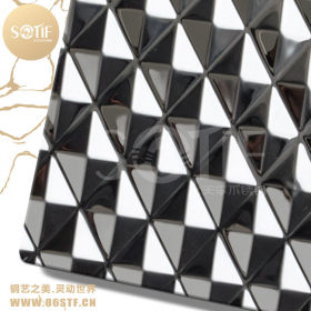 室内墙面装饰菱形+等边三角形组合不锈钢镜面特殊压花装饰板