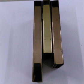 电镀拉丝古铜色201不锈钢矩形管23*11mm  镜面钛金12.7*0.8mm