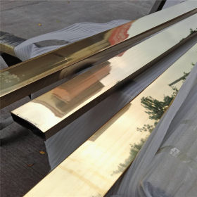 厂家批发304不锈钢黄钛金拉丝矩形管100mm*40mm实厚1.0-3.8毫米