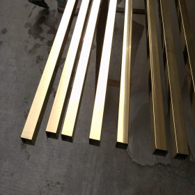 厂家现货304不锈钢黄钛金光面/拉丝方管60*60mm实厚1.0-2.0方通