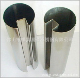 304不锈钢异型单槽管 夹玻璃用工程不锈钢双凹槽圆管 50·8*15*15